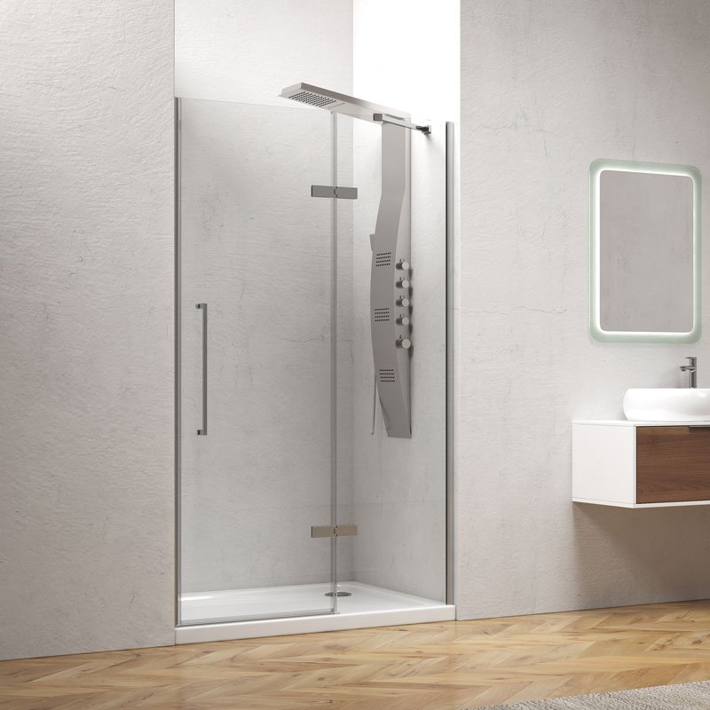 TIN400130_1 Καμπίνα από τοίχο σε τοίχο με διάφανο κρύσταλλο TINOS 400 Cromo KARAG 130x200cm - Image 1