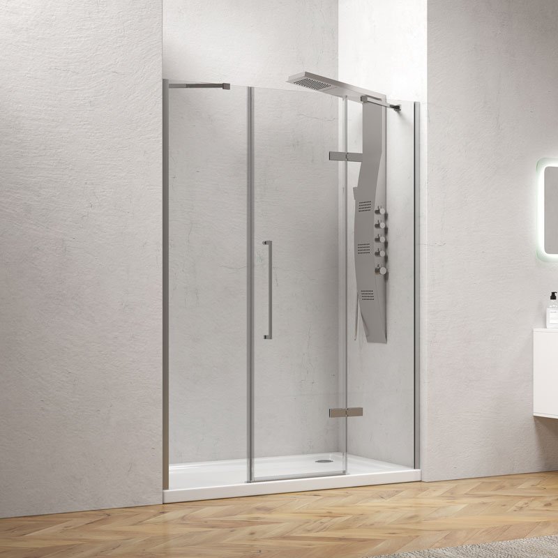 TIN600140414_1 Καμπίνα από τοίχο σε τοίχο με διάφανο κρύσταλλο TINOS 600 Cromo KARAG 140x200cm (σταθερό 26cm) - Image 1