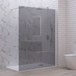 Σταθερό διαχωριστικό ντουζιέρας με fume κρύσταλλο WALKIN 1 White KARAG 140x200cm