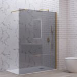 Σταθερό διαχωριστικό ντουζιέρας με fume κρύσταλλο WALKIN 1 Gold KARAG 140x200cm