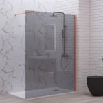 Σταθερό διαχωριστικό ντουζιέρας με fume κρύσταλλο WALKIN 1 Rose Gold KARAG 140x200cm