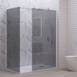 Σταθερά διαχωριστικά ντουζιέρας με fume κρύσταλλο WALKIN 2 White KARAG 140x200cm