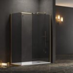 Σταθερά διαχωριστικά ντουζιέρας με fume κρύσταλλο WALKIN 2 Gold KARAG 140x200cm