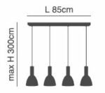 SE21-GM-4-4BL-MS2 ADEPT TUBE Gold Matt Pendant Black Metal Shade+ - Image 2