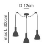 SE21-GM-4-BL3-MS2 ADEPT TUBE Gold Matt Pendant Black Metal Shade+ - Image 2