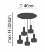 SE21-GM-4-5BL-MS2 ADEPT TUBE Gold Matt Pendant Black Metal Shade+ - Image 2