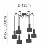 SE21-GM-4-BL6-MS2 ADEPT TUBE Gold Matt Pendant Black Metal Shade+ - Image 2