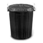 Κάδος απορριμμάτων 75 λίτρα σε μαύρο χρώμα με καπάκι και πρακτικές χειρολαβές. Ιδανικός για σπίτι και επαγγελματικούς χώρους.