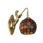 GLOBOSTAR® MERMAID 02389 Vintage Φωτιστικό Τοίχου - Απλίκα με Ντουί 1 x E27 AC 220-240V IP20 - Μπρούτζινο & Πολύχρωμο - Μ17 x Π30 x Υ27cm