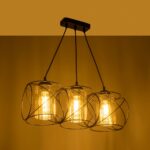 GLOBOSTAR® GLINDER 201-0141 Vintage Κρεμαστό Φωτιστικό Οροφής με Ντουί 3 x E27 AC 220-240V IP20 - Μαύρο & Μελί - Μ53 x Π25 x Υ23cm - Image 2