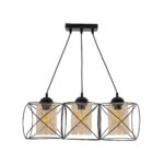 GLOBOSTAR® GLINDER 201-0141 Vintage Κρεμαστό Φωτιστικό Οροφής με Ντουί 3 x E27 AC 220-240V IP20 - Μαύρο & Μελί - Μ53 x Π25 x Υ23cm - Image 3