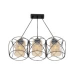 GLOBOSTAR® GLINDER 201-0141 Vintage Κρεμαστό Φωτιστικό Οροφής με Ντουί 3 x E27 AC 220-240V IP20 - Μαύρο & Μελί - Μ53 x Π25 x Υ23cm - Image 4