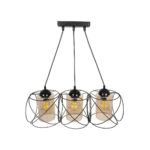 GLOBOSTAR® GLINDER 201-0141 Vintage Κρεμαστό Φωτιστικό Οροφής με Ντουί 3 x E27 AC 220-240V IP20 - Μαύρο & Μελί - Μ53 x Π25 x Υ23cm - Image 5