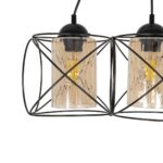 GLOBOSTAR® GLINDER 201-0141 Vintage Κρεμαστό Φωτιστικό Οροφής με Ντουί 3 x E27 AC 220-240V IP20 - Μαύρο & Μελί - Μ53 x Π25 x Υ23cm - Image 6