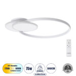 GLOBOSTAR® CIRCUO 61230 Μοντέρνο Φωτιστικό Οροφής LED 75W 8400lm 360° AC 220-240V IP20 Ρυθμιζόμενο Λευκό CCT με Χειριστήριο από 2700K έως 6000K Dimmable - Lumileds SMD Chip - Λευκό Ματ - Μ53 x Π42.5 x Υ9cm - 3 Χρόνια Εγγύηση - Image 2