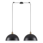 SE21-BR-10-BL2-MS40 MAGNUM Bronze Metal Pendant Black Shade with Black Fabric Cable+