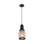 GLOBOSTAR® OLIVER 999-0188 Vintage Κρεμαστό Φωτιστικό Οροφής με Ντουί 1 x E27 AC 220-240V IP20 - Μελί & Μαύρο - Μ14 x Π14 x Υ30cm - Image 3