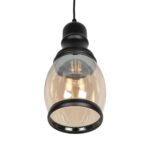 GLOBOSTAR® OLIVER 999-0188 Vintage Κρεμαστό Φωτιστικό Οροφής με Ντουί 1 x E27 AC 220-240V IP20 - Μελί & Μαύρο - Μ14 x Π14 x Υ30cm - Image 5