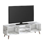 Έπιπλο τηλεόρασης Loren Megapap χρώμα λευκό εφέ μαρμάρου 120x30x40εκ. - Image 2