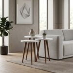 Τραπεζάκι βοηθητικό σετ 3 τμχ Cruz Megapap χρώμα λευκό Ø33x46εκ. - Image 2