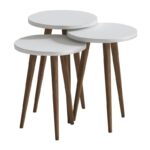 Τραπεζάκι βοηθητικό σετ 3 τμχ Cruz Megapap χρώμα λευκό Ø33x46εκ. - Image 3