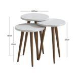 Τραπεζάκι βοηθητικό σετ 3 τμχ Cruz Megapap χρώμα λευκό Ø33x46εκ. - Image 4