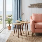 Τραπεζάκι βοηθητικό σετ 3 τμχ Cruz Megapap χρώμα sapphire oak Ø33x46εκ. - Image 3