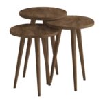 Τραπεζάκι βοηθητικό σετ 3 τμχ Cruz Megapap χρώμα καρυδί Ø33x46εκ. - Image 4