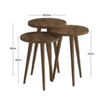 Τραπεζάκι βοηθητικό σετ 3 τμχ Cruz Megapap χρώμα καρυδί Ø33x46εκ. - Image 5