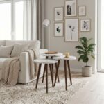 Τραπεζάκι βοηθητικό σετ 3 τμχ Cruz Megapap χρώμα λευκό εφέ μαρμάρου Ø33x46εκ. - Image 2