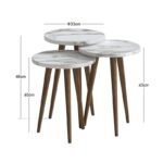 Τραπεζάκι βοηθητικό σετ 3 τμχ Cruz Megapap χρώμα λευκό εφέ μαρμάρου Ø33x46εκ. - Image 4