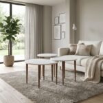 Τραπεζάκι σαλονιού σετ 3 τμχ Nola Megapap χρώμα λευκό Ø60x46εκ. - Image 2