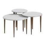 Τραπεζάκι σαλονιού σετ 3 τμχ Nola Megapap χρώμα λευκό Ø60x46εκ. - Image 3