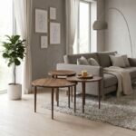 Τραπεζάκι σαλονιού σετ 3 τμχ Nola Megapap χρώμα καρυδί Ø60x46εκ. - Image 2