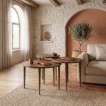 Τραπεζάκι σαλονιού σετ 3 τμχ Nola Megapap χρώμα καρυδί Ø60x46εκ. - Image 3