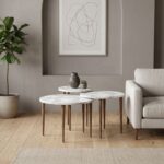 Τραπεζάκι σαλονιού σετ 3 τμχ Nola Megapap χρώμα λευκό εφέ μαρμάρου Ø60x46εκ. - Image 2
