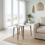 Τραπεζάκι σαλονιού σετ 2 τμχ Nola Megapap χρώμα λευκό Ø60x46εκ. - Image 2