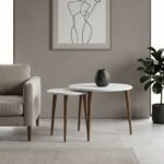 Τραπεζάκι σαλονιού σετ 2 τμχ Nola Megapap χρώμα λευκό Ø60x46εκ. - Image 3