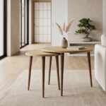 Τραπεζάκι σαλονιού σετ 2 τμχ Nola Megapap χρώμα sapphire oak Ø60x46εκ.