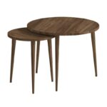 Τραπεζάκι σαλονιού σετ 2 τμχ Nola Megapap χρώμα καρυδί Ø60x46εκ. - Image 4