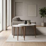 Τραπεζάκι σαλονιού σετ 2 τμχ Nola Megapap χρώμα λευκό εφέ μαρμάρου Ø60x46εκ. - Image 2