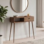 Κονσόλα Napoli Megapap χρώμα καρυδί 90x29x88εκ.