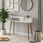 Κονσόλα Napoli Megapap χρώμα λευκό εφέ μαρμάρου 90x29x88εκ.