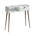 Κονσόλα Napoli Megapap χρώμα λευκό εφέ μαρμάρου 90x29x88εκ. - Image 4