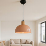 Φωτιστικό οροφής Talis Megapap E27 μεταλλικό μονόφωτο χρώμα salmon Ø25x100εκ. - Image 2