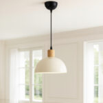 Φωτιστικό οροφής Talis Megapap E27 μεταλλικό μονόφωτο χρώμα κρεμ Ø25x100εκ. - Image 2