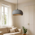 Φωτιστικό οροφής Riven Megapap E27 polyester μονόφωτο χρώμα γκρι Ø35x80εκ. - Image 2