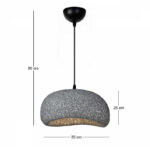 Φωτιστικό οροφής Riven Megapap E27 polyester μονόφωτο χρώμα γκρι Ø35x80εκ. - Image 3