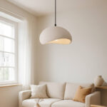 Φωτιστικό οροφής Riven Megapap E27 polyester μονόφωτο χρώμα κρεμ Ø35x80εκ. - Image 2