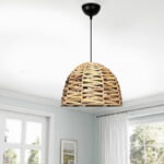 Φωτιστικό οροφής Kimi Megapap E27 wicker μονόφωτο χρώμα φυσικό Ø30x80εκ. - Image 2